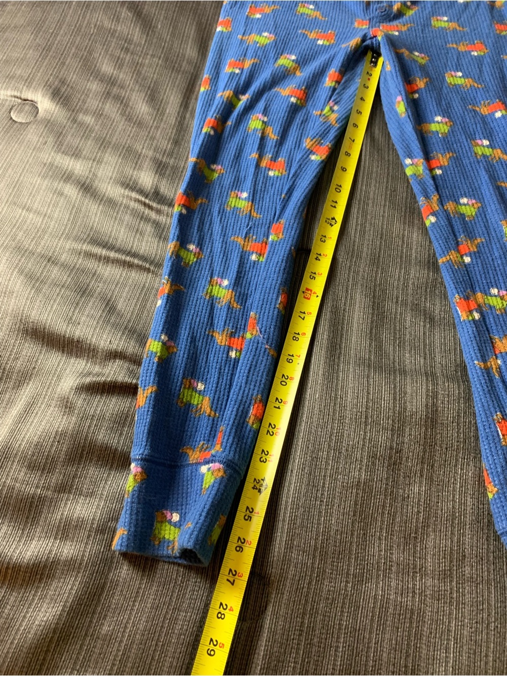 Aerie Thermal Waffle Knit Dachshund Dog Print Pajama Set Blue - Picture 16 of 16